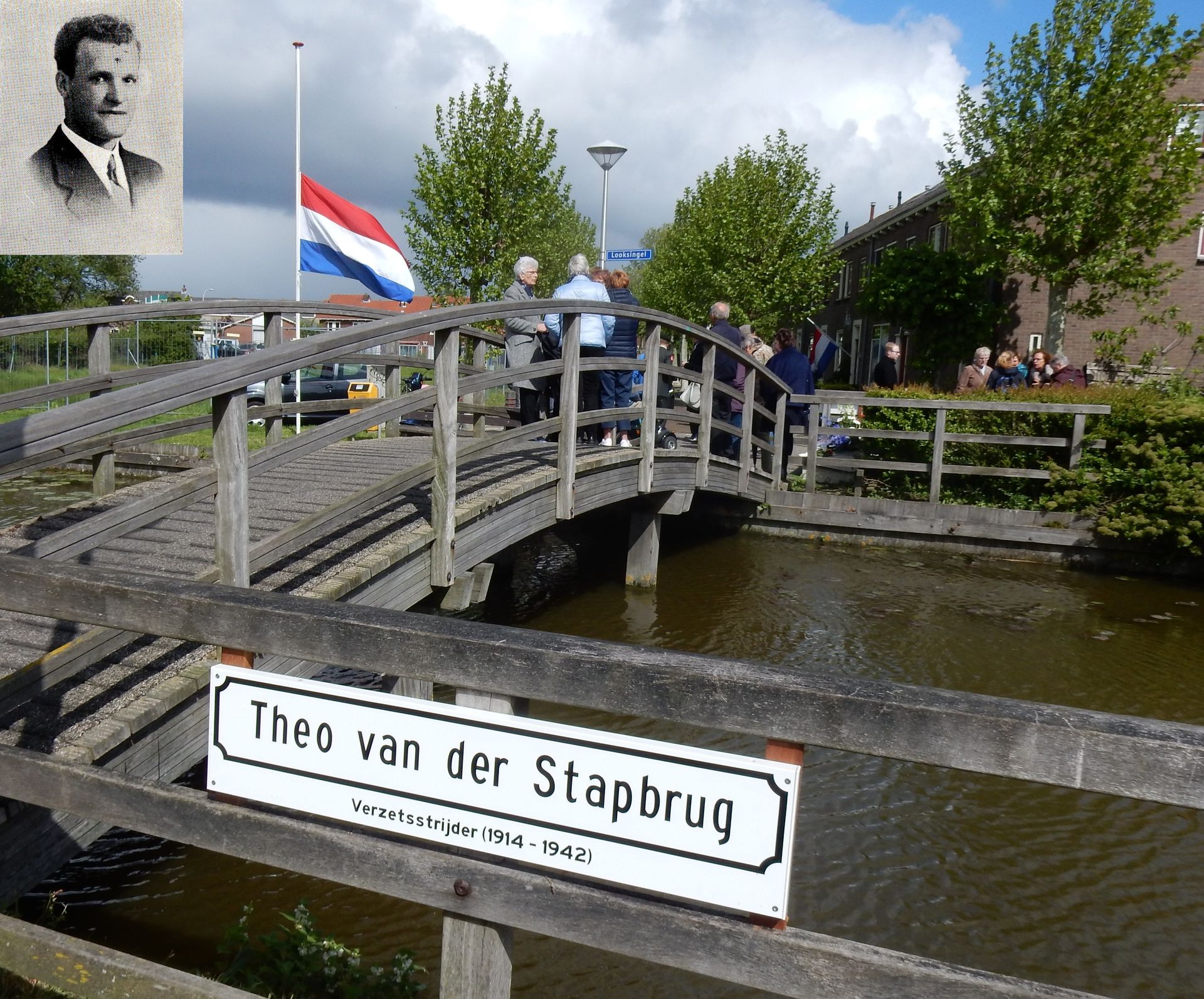 Dodenherdenking 2019 bij Theo van der Stapbrug. Inzet: Theo van der Stap.