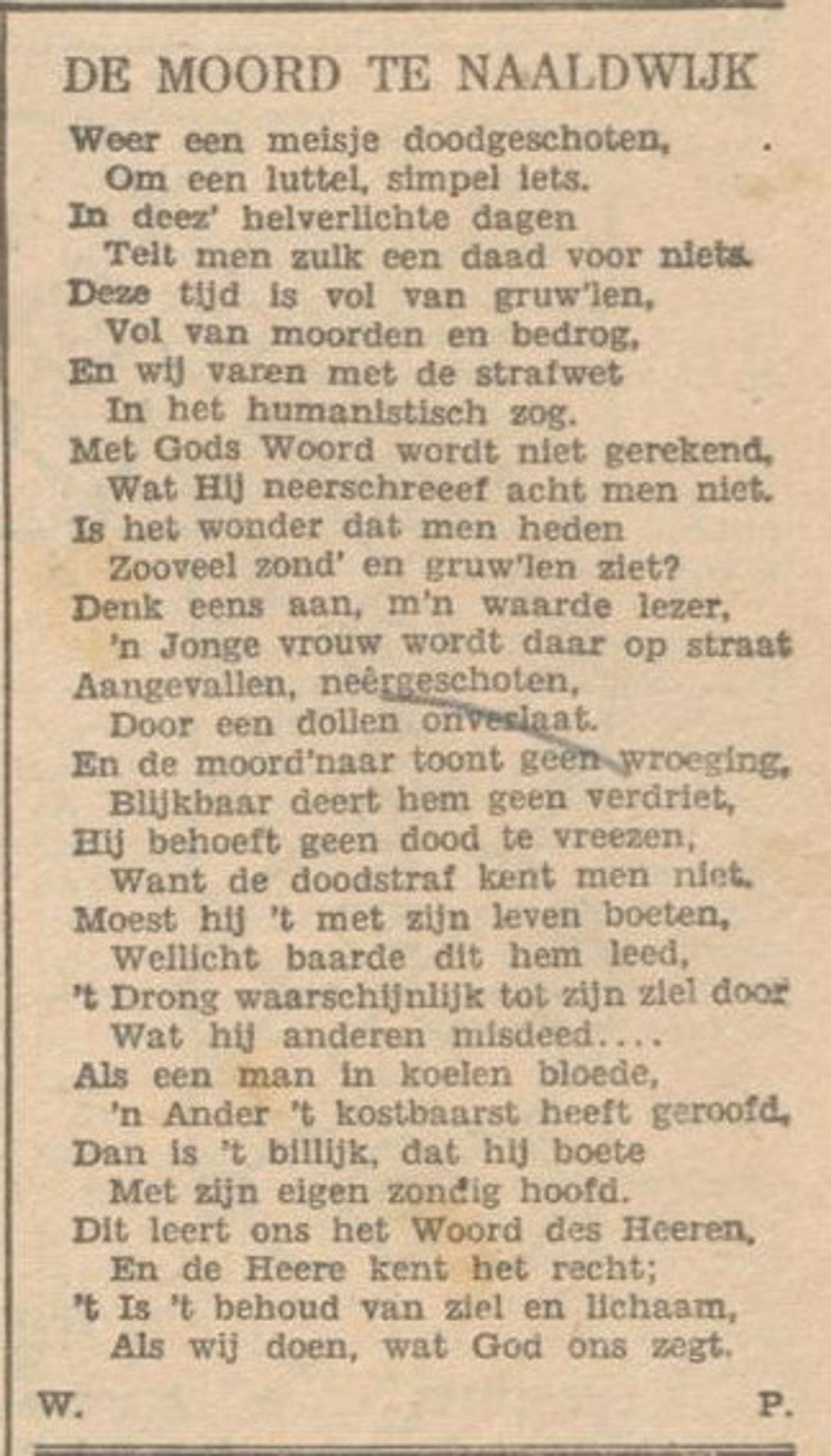 Gedicht uit het Staatkundig Gereformeerd Dagblad van 11 maart 1932.