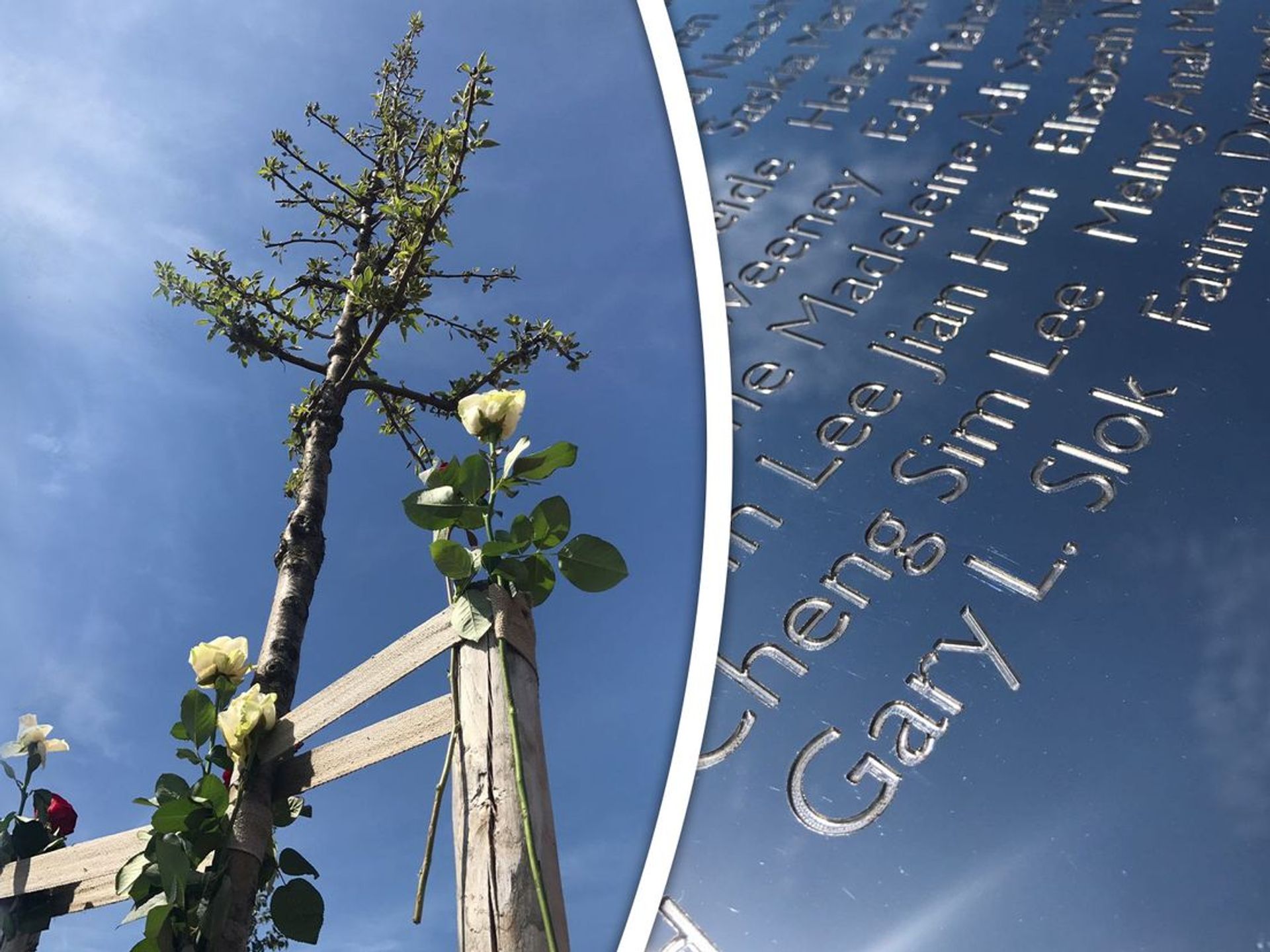 Gary's boom bij het monument in Vijfhuizen